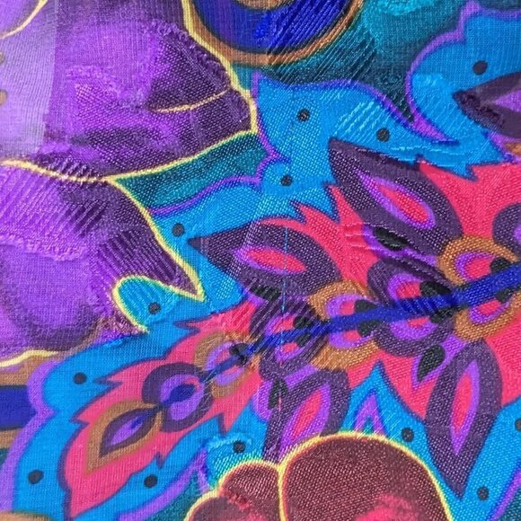 VTG Victoria's Secret Gold Label Purple Multicolor Floral Button Up Sheer Gown - Picture 9 of 9